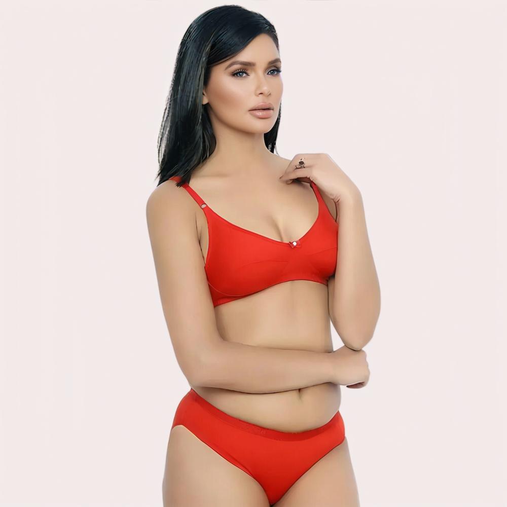 FD Organic Cotton Bra Set – Red | Soft, Skin-Friendly &amp; All-Day Comfort
