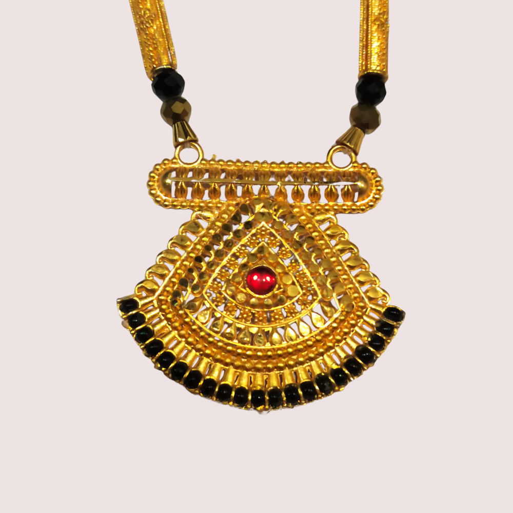 Elegant Traditional Mangalsutra with Black Beads &amp; Pendant