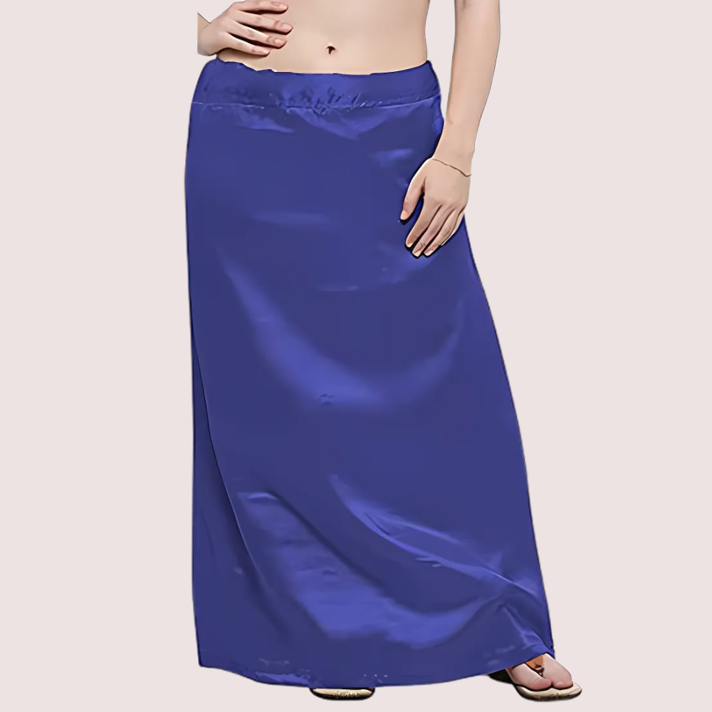 Black &amp; Blue Satin Petticoat Combo (Free Size)