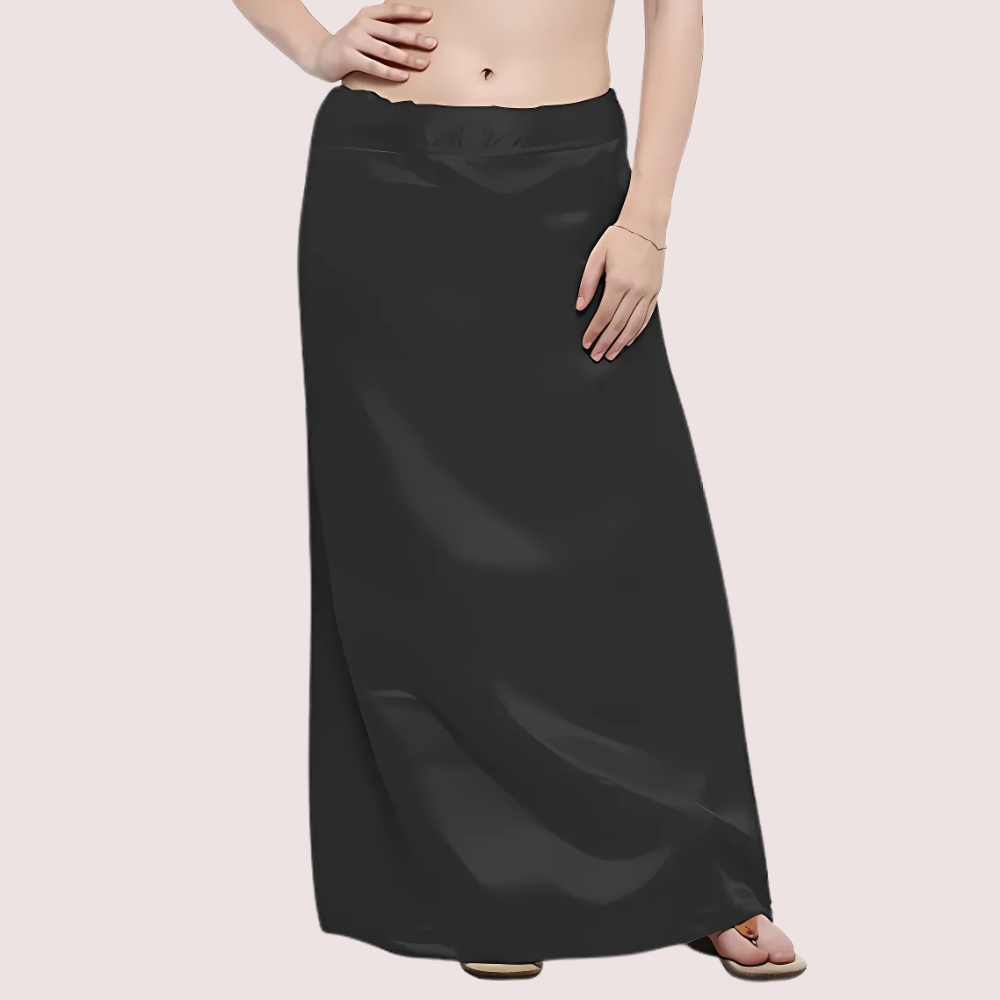 Black &amp; Blue Satin Petticoat Combo (Free Size)