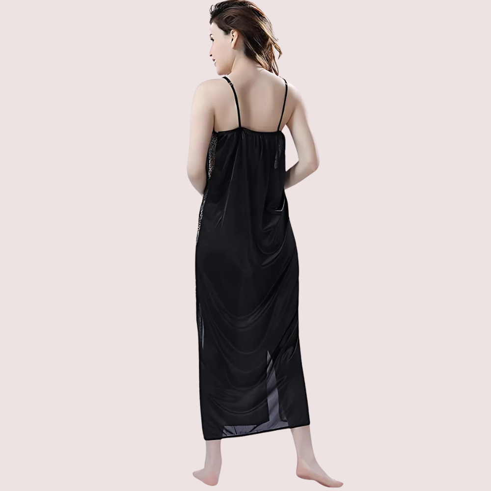 Elegant Lace Seductive Black Nightgown